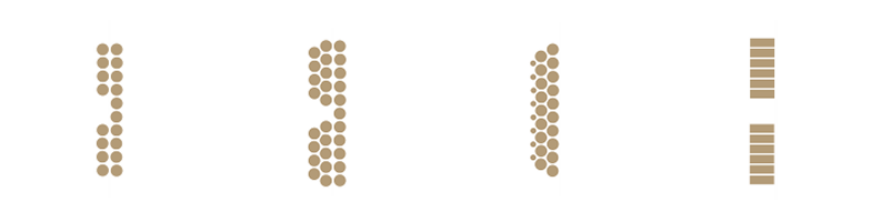 特殊排線圖 — B-1.內一層外一層兩段排線; C-1.內一層外兩層兩段排線; C-2.外三層排線; I-1.一層豎繞線